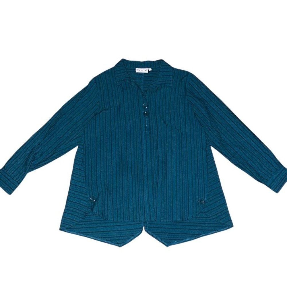 Habitat Blue Striped Long Sleeve Button-Up Shirt Size S clothes to live in comfy